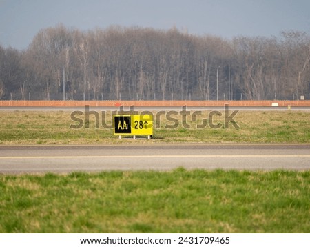 Airport Direction Signs. Taxiway and runway direction sign