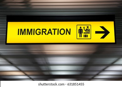 Airport immigration and customs sign - Shutterstock ID 631851455