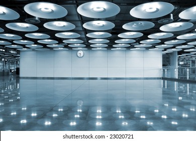 airport interior and lights, madrid, spain