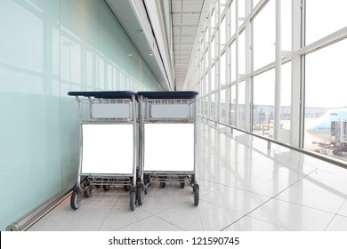 Airport Luggage Cart With Empty Copy Space, Shot In Asia, China