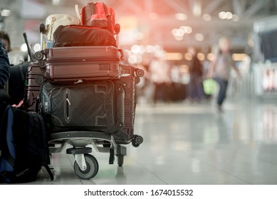Airport Luggage Trolley With Suitcases