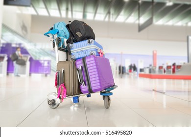 Airport Luggage Trolley With Suitcases