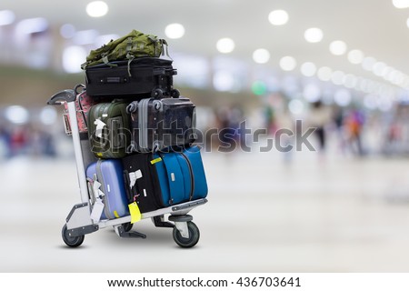 Airport luggage Trolley with suitcases
