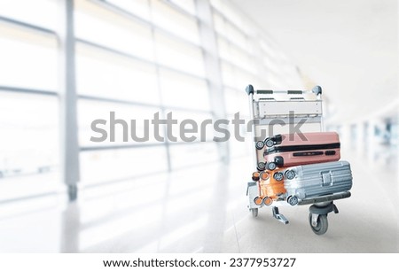 Airport luggage Trolley with suitcases. Baggage with airport luggage trolley in the domestic international airport.