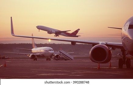 Airport, The Plane On Takeoff, Landscape