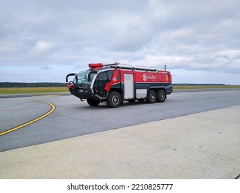 The Airport Rescue And Firefighting Vehicle Is Located On The Apron At The Warsaw Modlin Airport. October 2022, Modlin