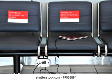 Airport Seating With Outlet For Charging Cell Phones, Computers