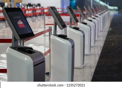 Airport self check-in kiosk ticket machine