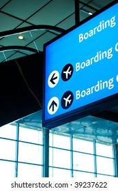 Airport Signage Directing To Boarding Gates