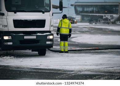 Airport Staff Is Waiting Airplane