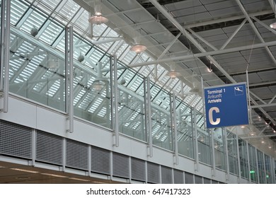 Airport terminal, arrivals