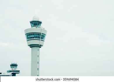 Airport Traffic Control Tower With Copyspace