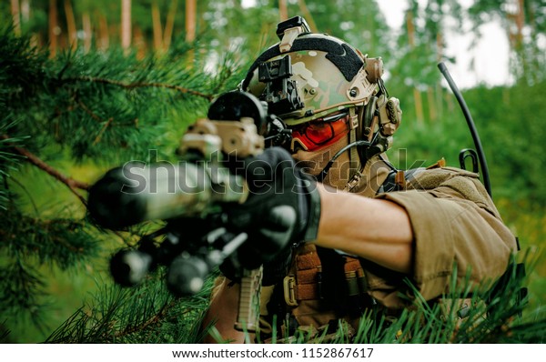 Airsoft Man Optical Sight Gun Soldier Stock Photo (Edit Now) 1152867617