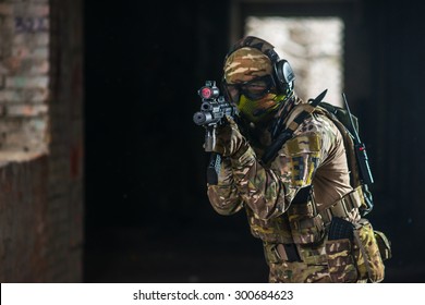 airsoft soldier with a rifle playing strikeball