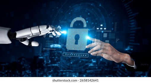 AI-secured system demonstrating multi-layer encryption, identity protection, and password security with modern digital lock interface Vouch