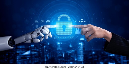 AI-secured system demonstrating multi-layer encryption, identity protection, and password security with modern digital lock interface Vouch
