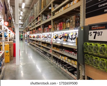 Aisle View At Home Improvement Warehouse Store Empty