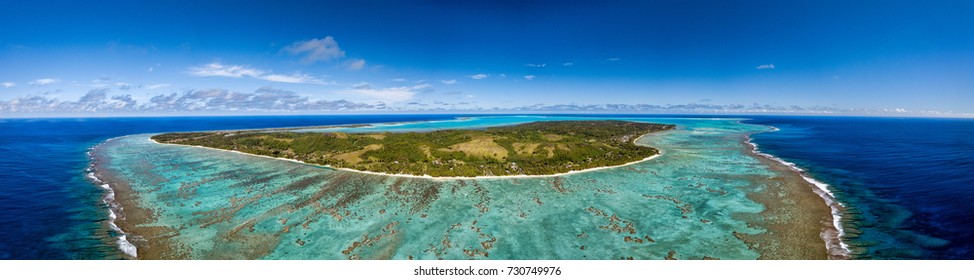 Aitutaki Polynesia Cook Islands Aerial View Panorama Landscape