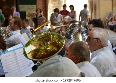 Aix En Provence, France - 06 08 2014: Outdoor Orchestra Concert  Played On A Square Of Old City Of Aix-en-Provence During Summer Music And Opera Festival