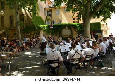 Aix En Provence, France - 06 08 2014: Outdoor Orchestra Concert  Played On A Square Of Old City Of Aix-en-Provence During Summer Music And Opera Festival