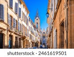 Aix En Provence scenic alley and church view, southern France