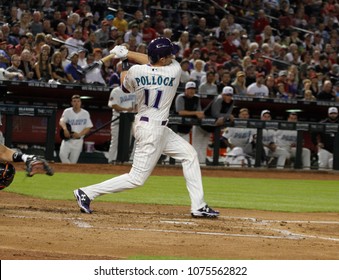 A.J. Pollock  Center Fielder For The Arizona D-Backs At Chase Field In Phoenix,Arizona April 19,2018