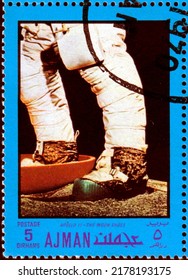 Ajman, Circa 1970: Postage Stamp Dedicated To The Apollo And Gemini Program.