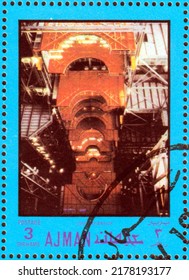 Ajman, Circa 1970: Postage Stamp Dedicated To The Apollo And Gemini Program.