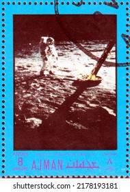 Ajman, Circa 1970: Postage Stamp Dedicated To The Apollo And Gemini Program.