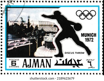 Ajman, Circa 1971: Summer Olympics 1972 Postage Stamp, Munich.