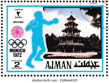 Ajman, Circa 1971: Summer Olympics 1972 Postage Stamp, Munich.