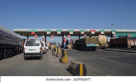 Ajmer, India - Jan 24 2020: Toll Plaze With Fast Tag Display On Ajmer Delhi Highway.