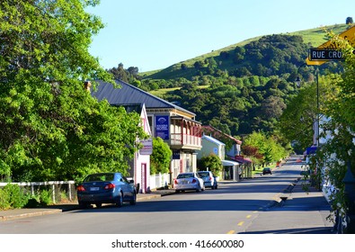 AKAROA, NEW ZEALAND -NOV 23: City Of Akaroa On November 23, 2014 In Akaroa, NZ. Akaroa Is A Historic French And British Settlement Nestled In The Heart Of An Ancient Volcano On Banks Peninsula, NZ.