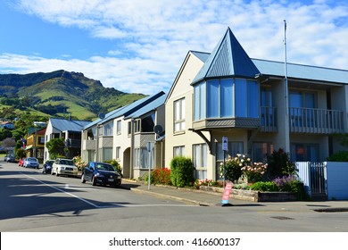 AKAROA, NEW ZEALAND -NOV 23: City Of Akaroa On November 23, 2014 In Akaroa, NZ. Akaroa Is A Historic French And British Settlement Nestled In The Heart Of An Ancient Volcano On Banks Peninsula, NZ.