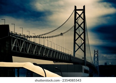 Akashi Strait Bridge in Akashi City, Hyogo Prefecture