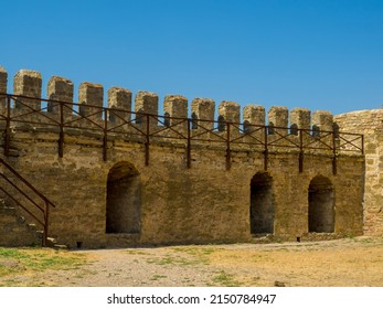 Akkerman fortress. Medieval castle near the sea. Stronghold in Ukraine. Ruins of the citadel of the Bilhorod-Dnistrovskyi fortress, Ukraine. Battlement defensive wall from the estuary