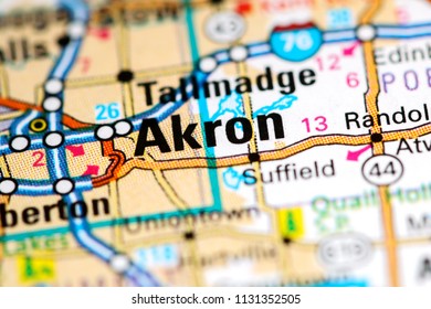 Akron. Ohio. USA On A Map