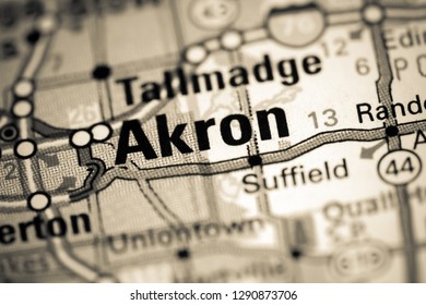 Akron. Ohio. USA On A Map