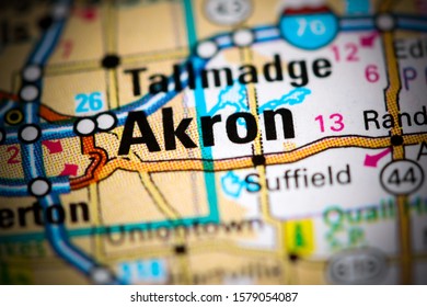 Akron. Ohio. USA On A Map