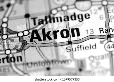 Akron. Ohio. USA On A Map