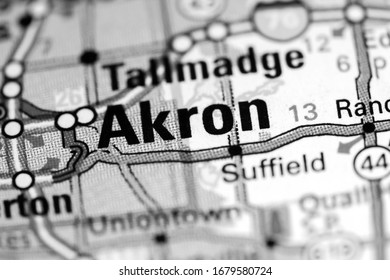 Akron. Ohio. USA On A Map