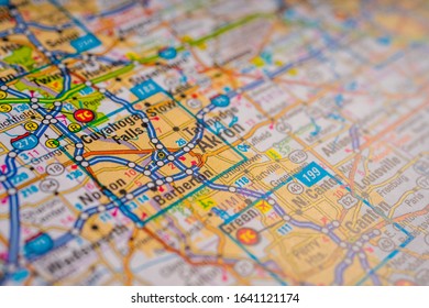 Akron On USA Map Travel Background