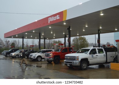 Akron,OH/USA JUNE 24, 2016: Pilot Travel Center And Truck Stop. Pilot And Flying J Are Truck Stops Owned By The Same Company.