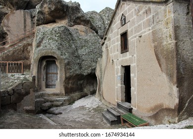 Aksaray / Turkey - March 1, 2020: Sivisli Church Is Located In The Güzelyurt District Of Aksaray. The Church Was Built By Carving The Rocks. It Contains Historical Wall Paintings.