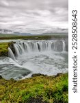 Akureyri, Iceland - August 9, 2024: Godafoss Falls in the region outside of Akureyri, Iceland
