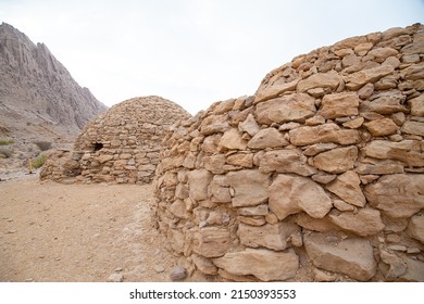 Al Ain, UAE-04-17-2022: Jebel Hafeet Beehive Tombs dating back 5000 years Bronze Age in Rub Al Khali desert