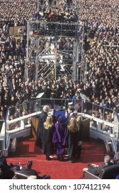 Al Gore, Former Vice President, Takes The Oath Of Office On Inauguration Day From Chief Justice William Rehnquist On January 20, 1993 In Washington, DC