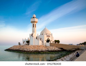 Al Khobar, February 5, 2021 - Sheikh Salem Bin Laden Mosque At The Maghrib Prayer Time In The Evening, Al Khobar, Eastern Province, Saudi Arabia