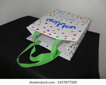 Al Riyadh, Saudi Arabia. 31 December 2018. TOYS R US Kids Shopping Bag Isolated on Black Table. Tote Bag with amazing Kids Design. Environment Friendly Concept  - Shutterstock ID 1657877509