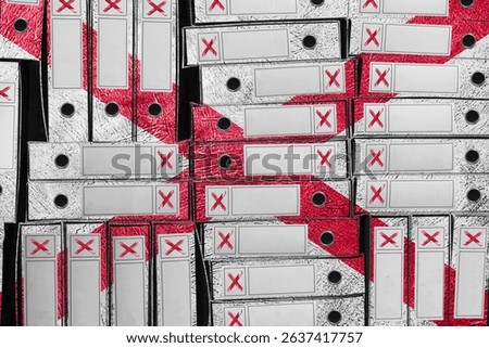 Alabama Flag Colors Folder Stack, Bureaucracy and Government Administration Concep